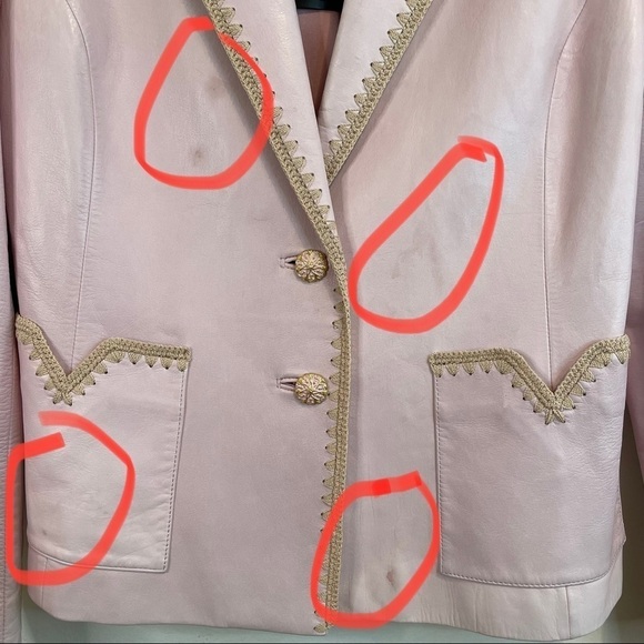 NWT ST. JOHN Lamb Leather Silk Light Pink Blazer Jacket 12 - Picture 5 of 16